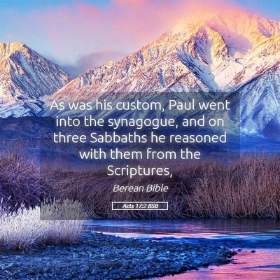 Picture 05 - Acts 17:2 BSB - As was his custom, Paul went into the synagogue, - Bible Verse Picture