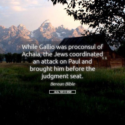 Picture 05 - Acts 18:12 BSB - While Gallio was proconsul of Achaia, the Jews - Bible Verse Picture