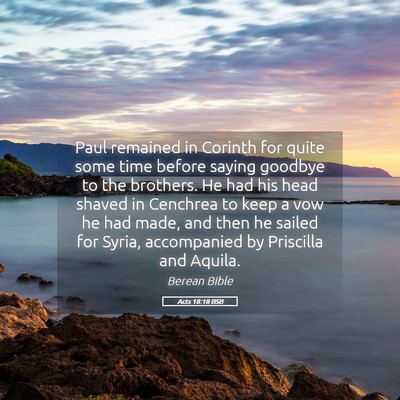 Picture 05 - Acts 18:18 BSB - Paul remained in Corinth for quite some time - Bible Verse Picture