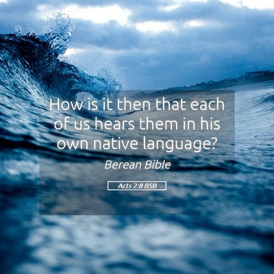 Picture 05 - Acts 2:8 BSB - How is it then that each of us hears them in his - Bible Verse Picture
