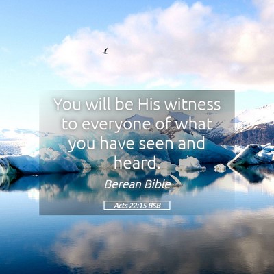 Picture 05 - Acts 22:15 BSB - You will be His witness to everyone of what you - Bible Verse Picture