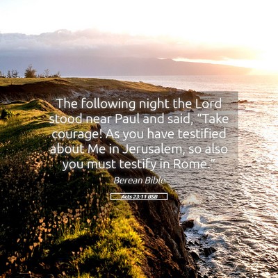 Picture 05 - Acts 23:11 BSB - The following night the Lord stood near Paul and - Bible Verse Picture