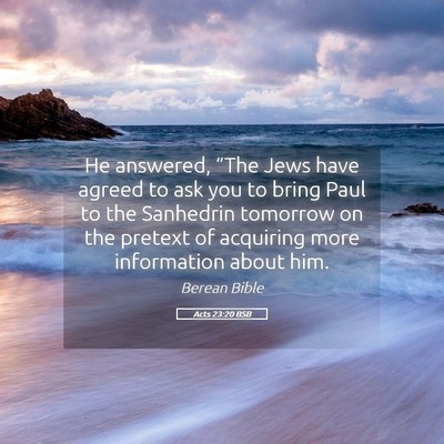 Picture 05 - Acts 23:20 BSB - He answered, “The Jews have agreed to ask you - Bible Verse Picture
