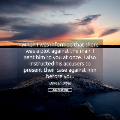 Picture 05 - Acts 23:30 BSB - When I was informed that there was a plot against - Bible Verse Picture