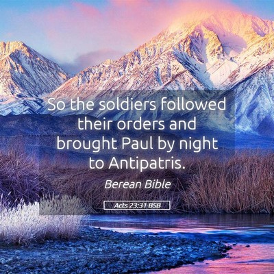 Picture 05 - Acts 23:31 BSB - So the soldiers followed their orders and brought - Bible Verse Picture