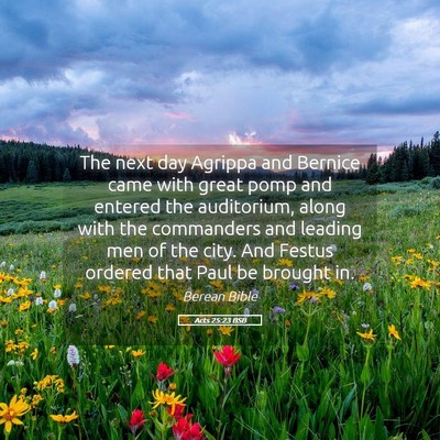 Picture 05 - Acts 25:23 BSB - The next day Agrippa and Bernice came with great - Bible Verse Picture