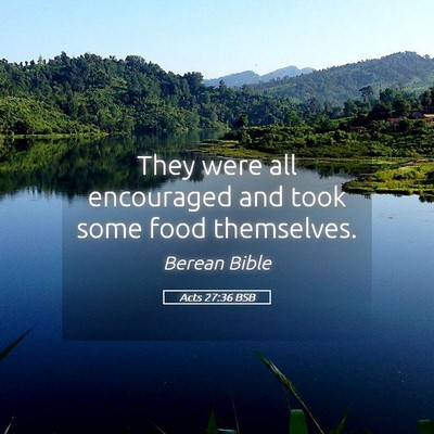 Picture 05 - Acts 27:36 BSB - They were all encouraged and took some food - Bible Verse Picture