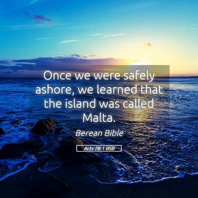 Picture 05 - Acts 28:1 BSB - Once we were safely ashore, we learned that the - Bible Verse Picture