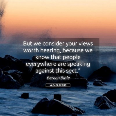 Picture 05 - Acts 28:22 BSB - But we consider your views worth hearing, because - Bible Verse Picture
