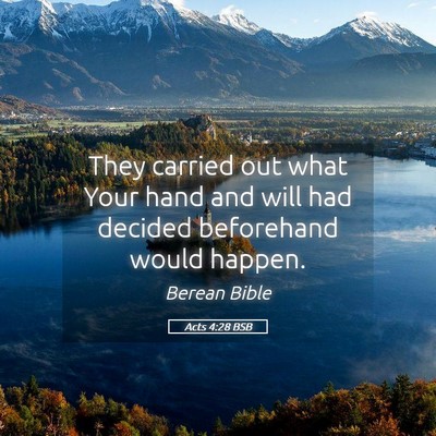 Picture 05 - Acts 4:28 BSB - They carried out what Your hand and will had - Bible Verse Picture