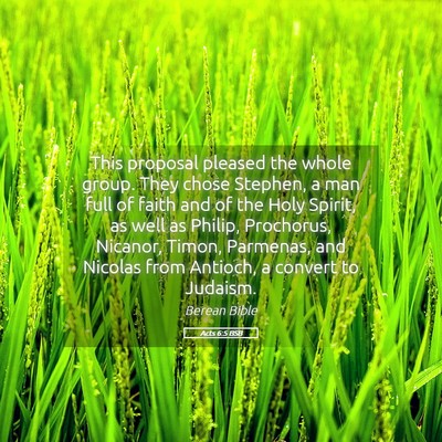 Picture 05 - Acts 6:5 BSB - This proposal pleased the whole group. They chose - Bible Verse Picture