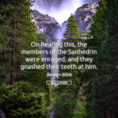 Picture 05 - Acts 7:54 BSB - On hearing this, the members of the Sanhedrin - Bible Verse Picture