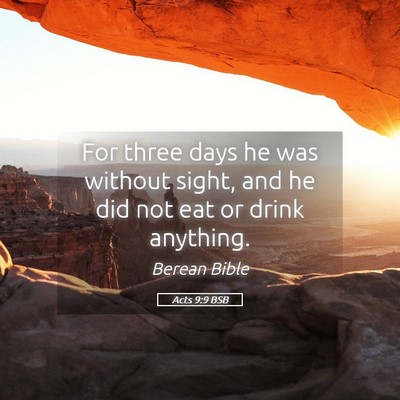 Picture 05 - Acts 9:9 BSB - For three days he was without sight, and he did - Bible Verse Picture