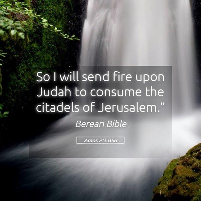 Picture 05 - Amos 2:5 BSB - So I will send fire upon Judah to consume the - Bible Verse Picture