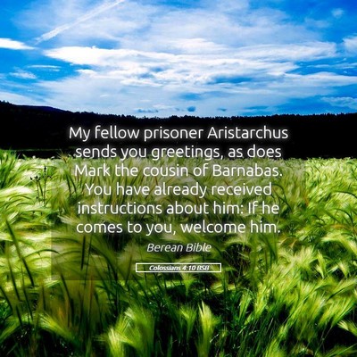 Picture 05 - Colossians 4:10 BSB - My fellow prisoner Aristarchus sends you - Bible Verse Picture