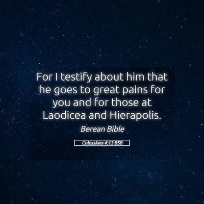 Picture 05 - Colossians 4:13 BSB - For I testify about him that he goes to great - Bible Verse Picture
