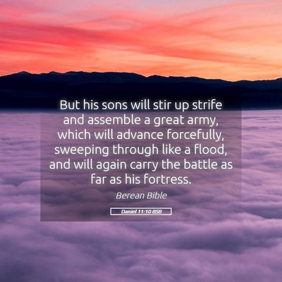 Picture 05 - Daniel 11:10 BSB - But his sons will stir up strife and assemble a - Bible Verse Picture