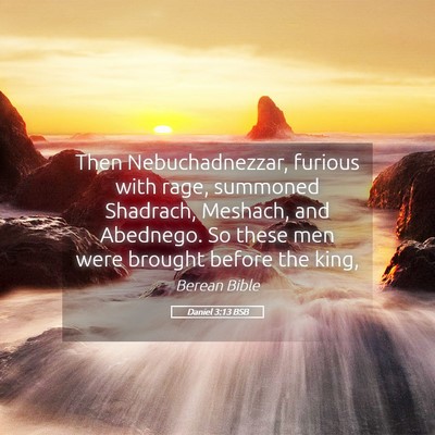 Picture 05 - Daniel 3:13 BSB - Then Nebuchadnezzar, furious with rage, summoned - Bible Verse Picture