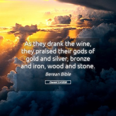 Picture 05 - Daniel 5:4 BSB - As they drank the wine, they praised their gods - Bible Verse Picture