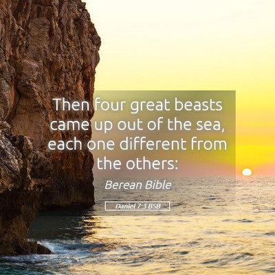 Picture 05 - Daniel 7:3 BSB - Then four great beasts came up out of the sea, - Bible Verse Picture