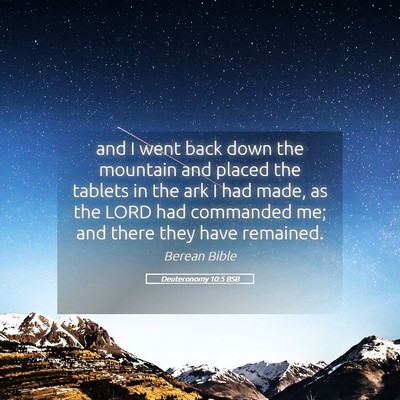 Picture 05 - Deuteronomy 10:5 BSB - and I went back down the mountain and placed the - Bible Verse Picture