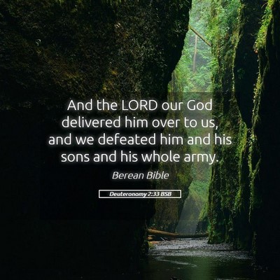 Picture 05 - Deuteronomy 2:33 BSB - And the LORD our God delivered him over to us, - Bible Verse Picture