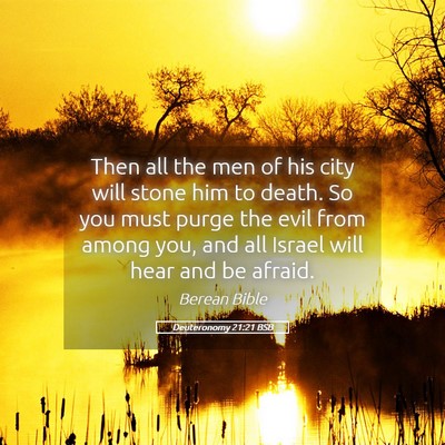 Picture 05 - Deuteronomy 21:21 BSB - Then all the men of his city will stone him to - Bible Verse Picture