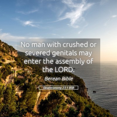 Picture 05 - Deuteronomy 23:1 BSB - No man with crushed or severed genitals may enter - Bible Verse Picture