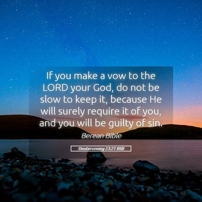 Picture 05 - Deuteronomy 23:21 BSB - If you make a vow to the LORD your God, do not be - Bible Verse Picture