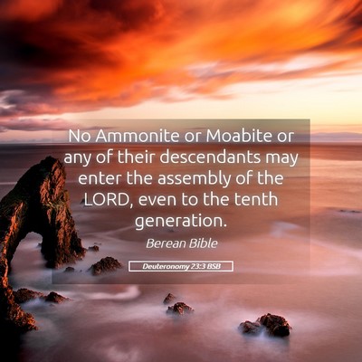 Picture 05 - Deuteronomy 23:3 BSB - No Ammonite or Moabite or any of their - Bible Verse Picture