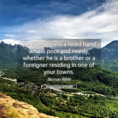 Picture 05 - Deuteronomy 24:14 BSB - Do not oppress a hired hand who is poor and - Bible Verse Picture