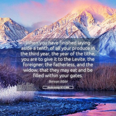 Picture 05 - Deuteronomy 26:12 BSB - When you have finished laying aside a tenth of - Bible Verse Picture