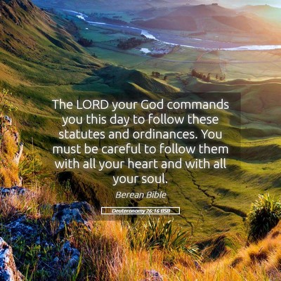 Picture 05 - Deuteronomy 26:16 BSB - The LORD your God commands you this day to follow - Bible Verse Picture