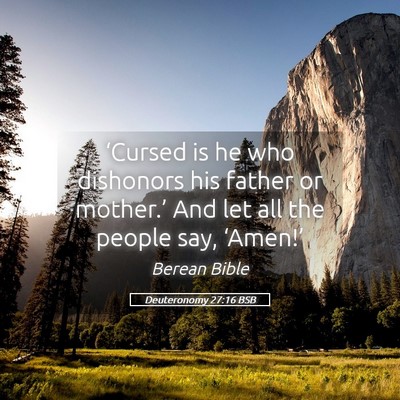 Picture 05 - Deuteronomy 27:16 BSB - ‘Cursed is he who dishonors his father or - Bible Verse Picture