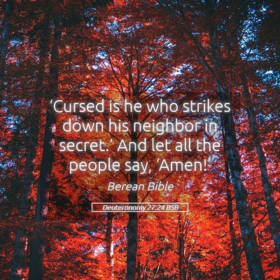 Picture 05 - Deuteronomy 27:24 BSB - ‘Cursed is he who strikes down his neighbor in - Bible Verse Picture