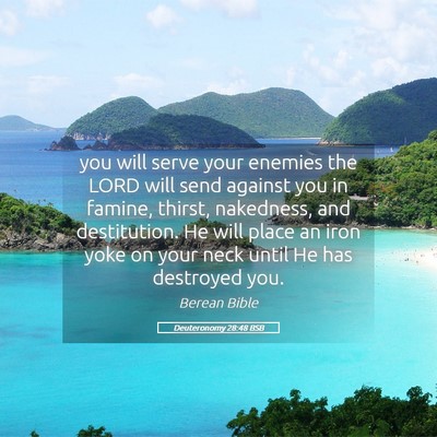 Picture 05 - Deuteronomy 28:48 BSB - you will serve your enemies the LORD will send - Bible Verse Picture