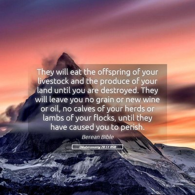 Picture 05 - Deuteronomy 28:51 BSB - They will eat the offspring of your livestock and - Bible Verse Picture