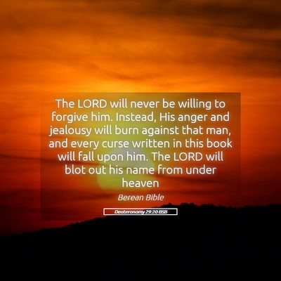 Picture 05 - Deuteronomy 29:20 BSB - The LORD will never be willing to forgive him. - Bible Verse Picture