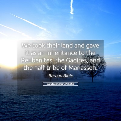 Picture 05 - Deuteronomy 29:8 BSB - We took their land and gave it as an inheritance - Bible Verse Picture