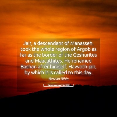 Picture 05 - Deuteronomy 3:14 BSB - Jair, a descendant of Manasseh, took the whole - Bible Verse Picture