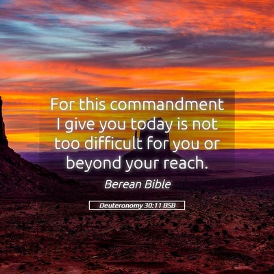 Picture 05 - Deuteronomy 30:11 BSB - For this commandment I give you today is not too - Bible Verse Picture