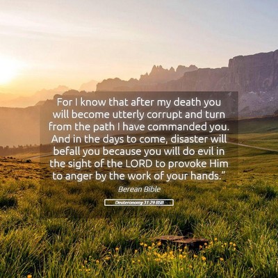 Picture 05 - Deuteronomy 31:29 BSB - For I know that after my death you will become - Bible Verse Picture