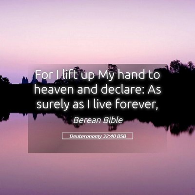 Picture 05 - Deuteronomy 32:40 BSB - For I lift up My hand to heaven and declare: As - Bible Verse Picture