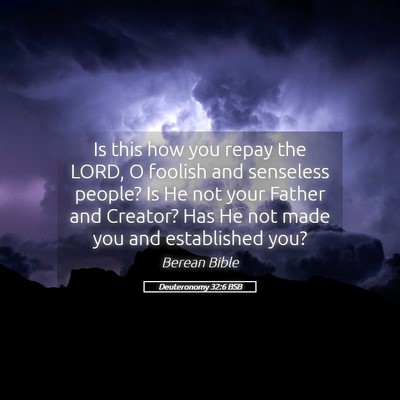 Picture 05 - Deuteronomy 32:6 BSB - Is this how you repay the LORD, O foolish and - Bible Verse Picture