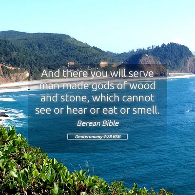 Picture 05 - Deuteronomy 4:28 BSB - And there you will serve man-made gods of wood - Bible Verse Picture