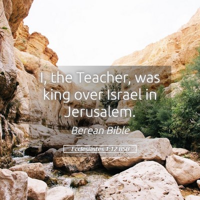 Picture 05 - Ecclesiastes 1:12 BSB - I, the Teacher, was king over Israel in - Bible Verse Picture