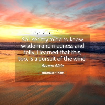 Picture 05 - Ecclesiastes 1:17 BSB - So I set my mind to know wisdom and madness and - Bible Verse Picture