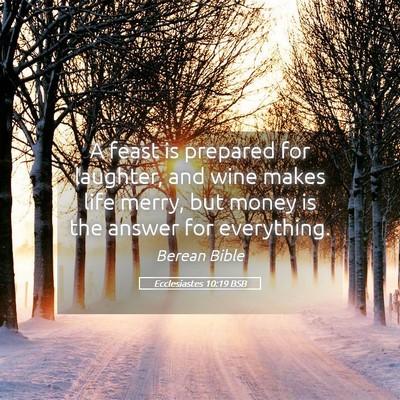 Picture 05 - Ecclesiastes 10:19 BSB - A feast is prepared for laughter, and wine makes - Bible Verse Picture