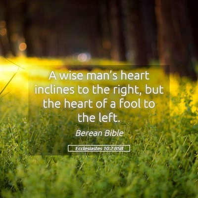 Picture 05 - Ecclesiastes 10:2 BSB - A wise man’s heart inclines to the right, but - Bible Verse Picture