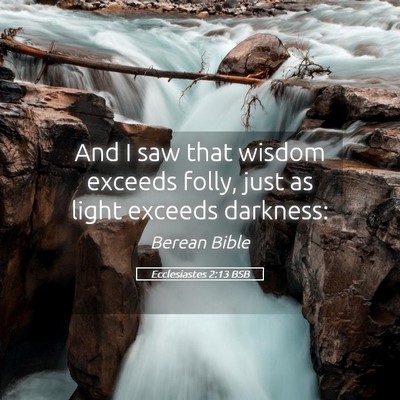 Picture 05 - Ecclesiastes 2:13 BSB - And I saw that wisdom exceeds folly, just as - Bible Verse Picture